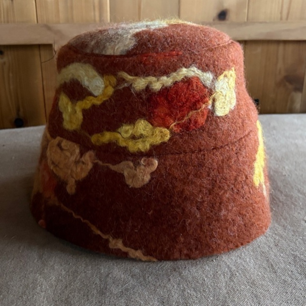 JG Switzer Wool Felted Bucket hat Bespoke Art to Wear.